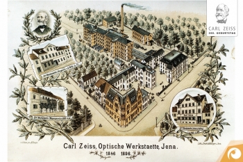 Carl Zeiss, Postkarte der Optische-Werkstatt Jena 1896